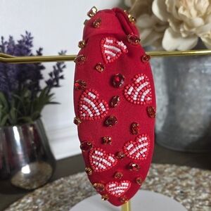 Red Beaded Heart Headband